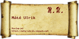 Máté Ulrik névjegykártya